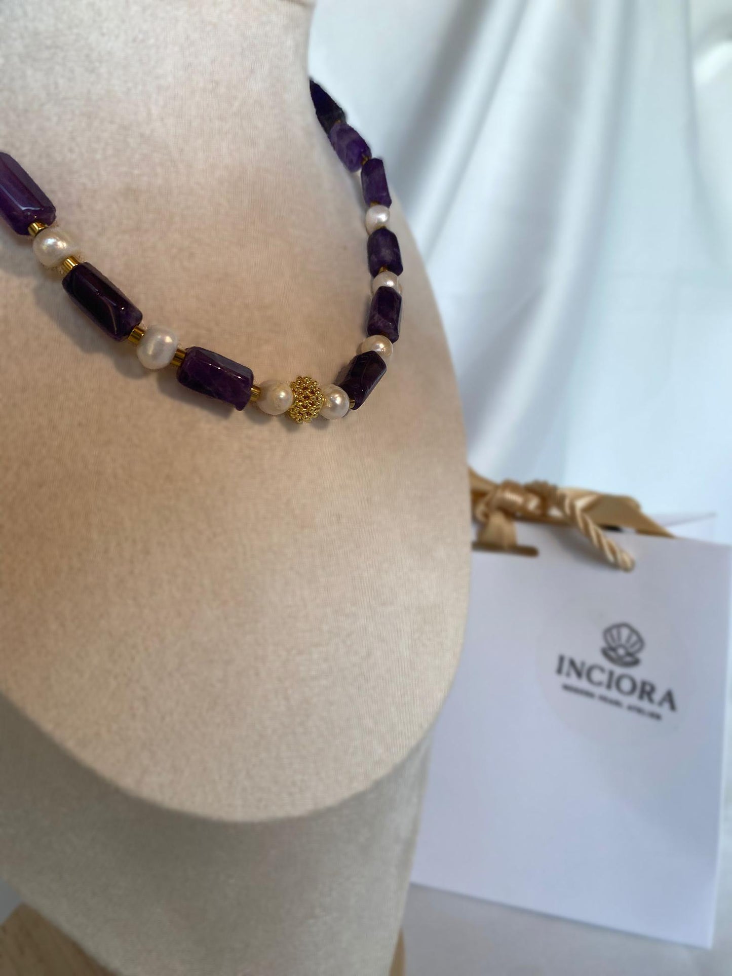 Ametist İnci Kolye 40 cm