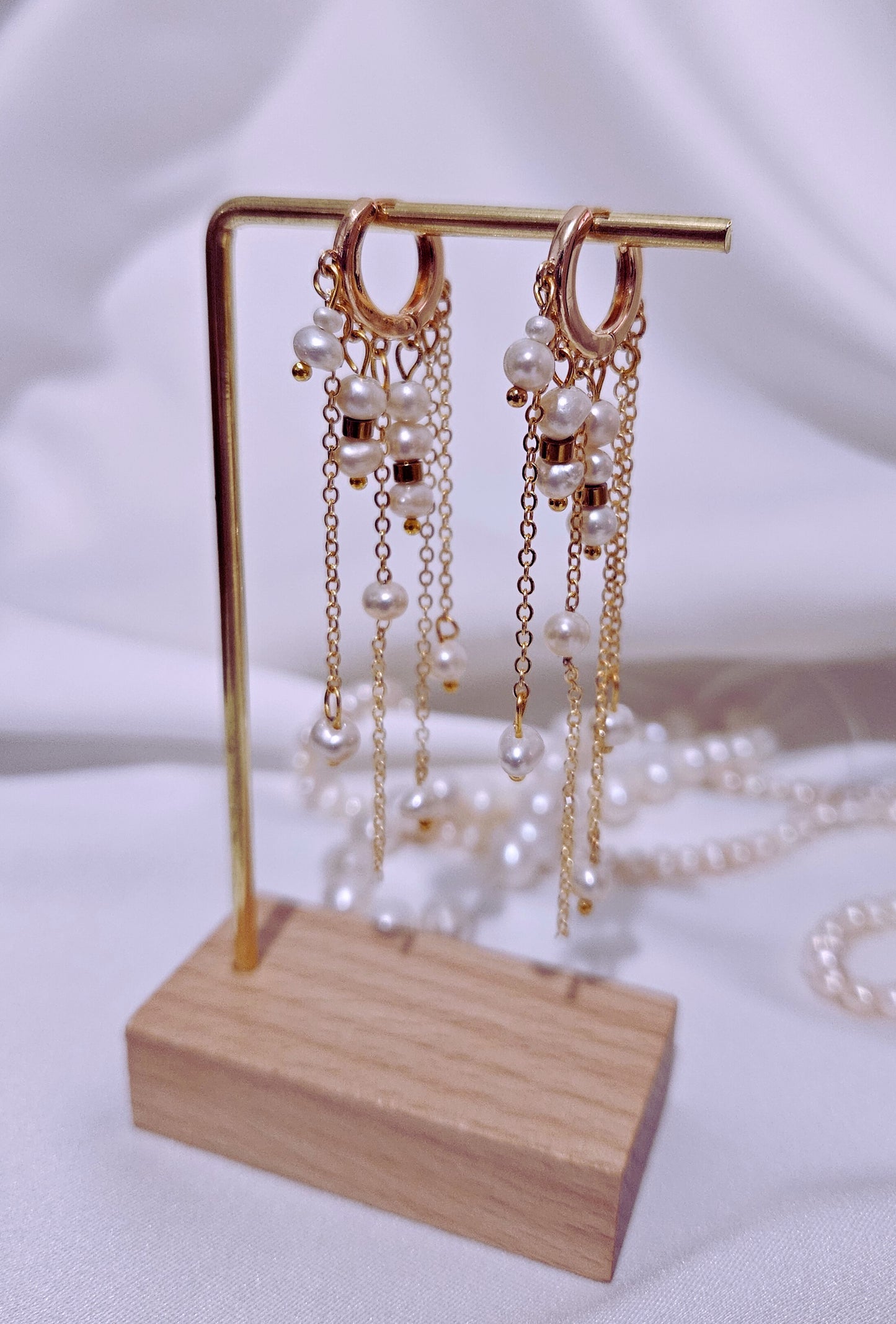 Sallantılı İnci Küpe 18k altın kaplama