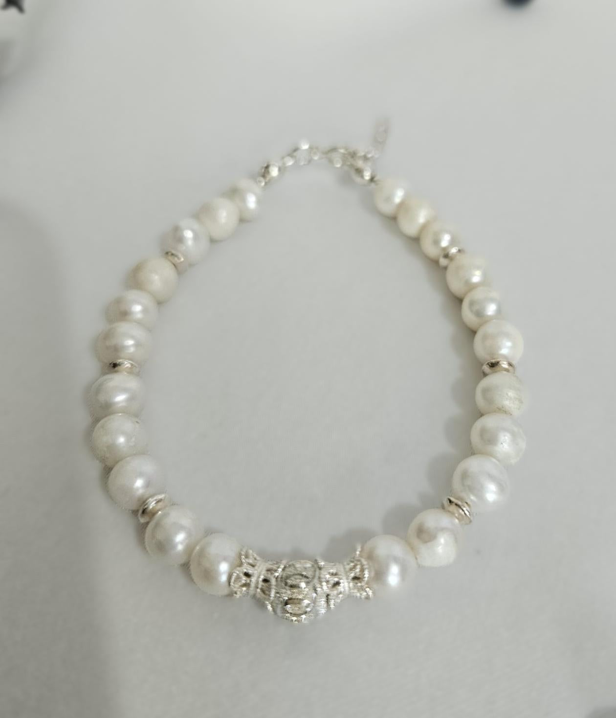 İnci Çiçeği Gümüş Bileklik