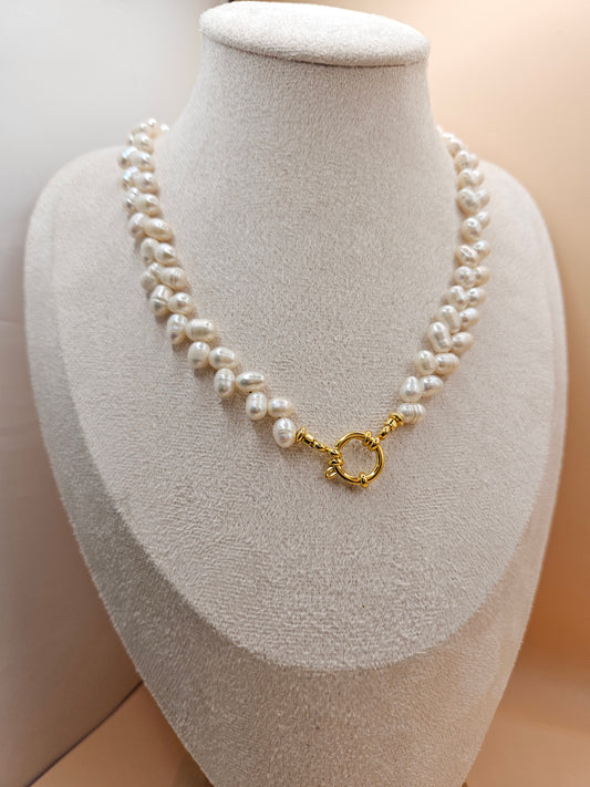 Başak Dizilim İnci Gemici Kilitli Set Kolye ve Bileklik