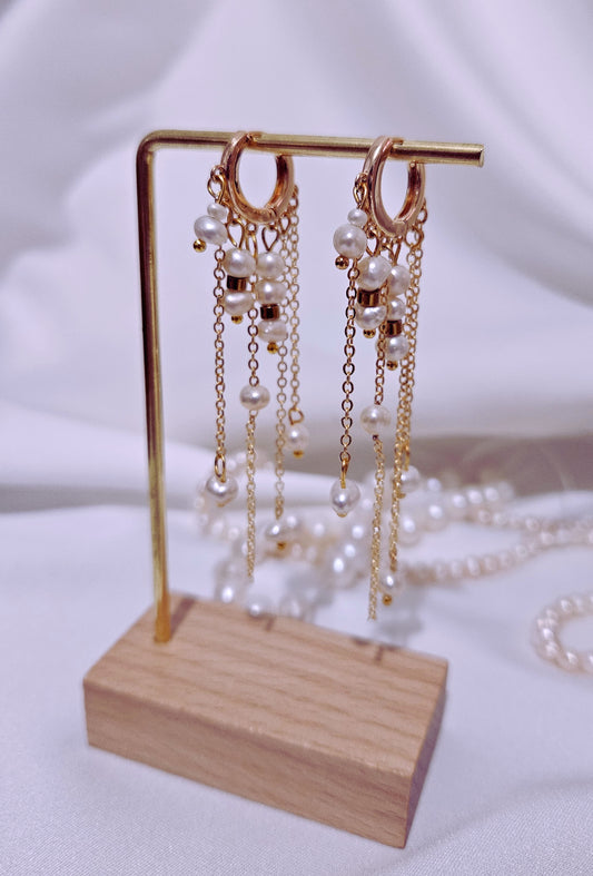 Sallantılı İnci Küpe 18k altın kaplama