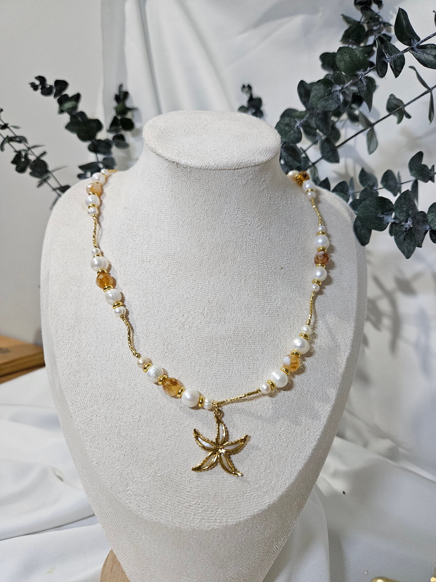 Gold Star İnci Kolye