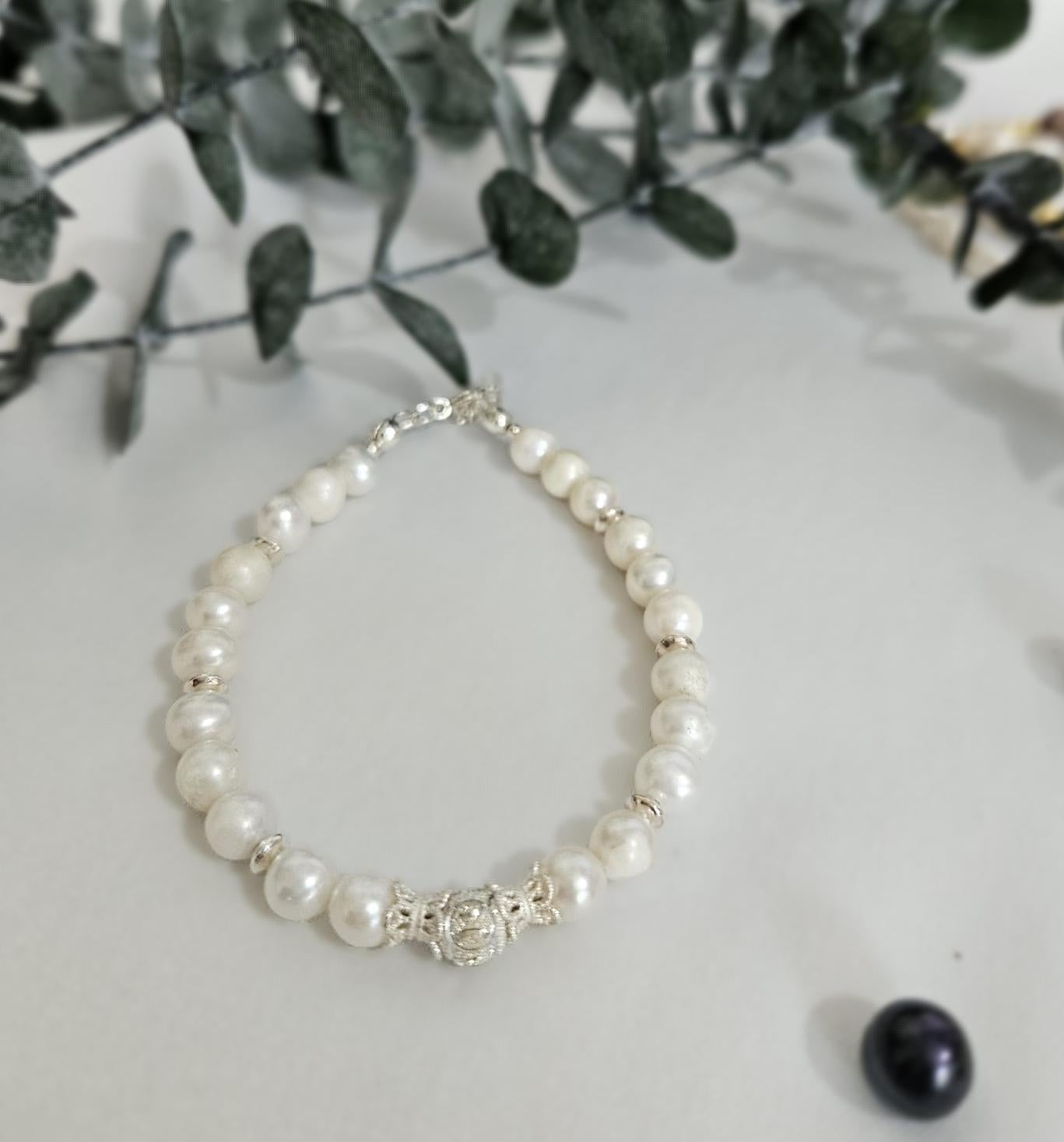 İnci Çiçeği Gümüş Bileklik