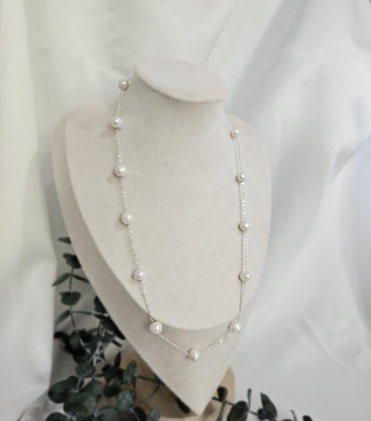 İnci Damlası Gümüş Kolye 56 cm