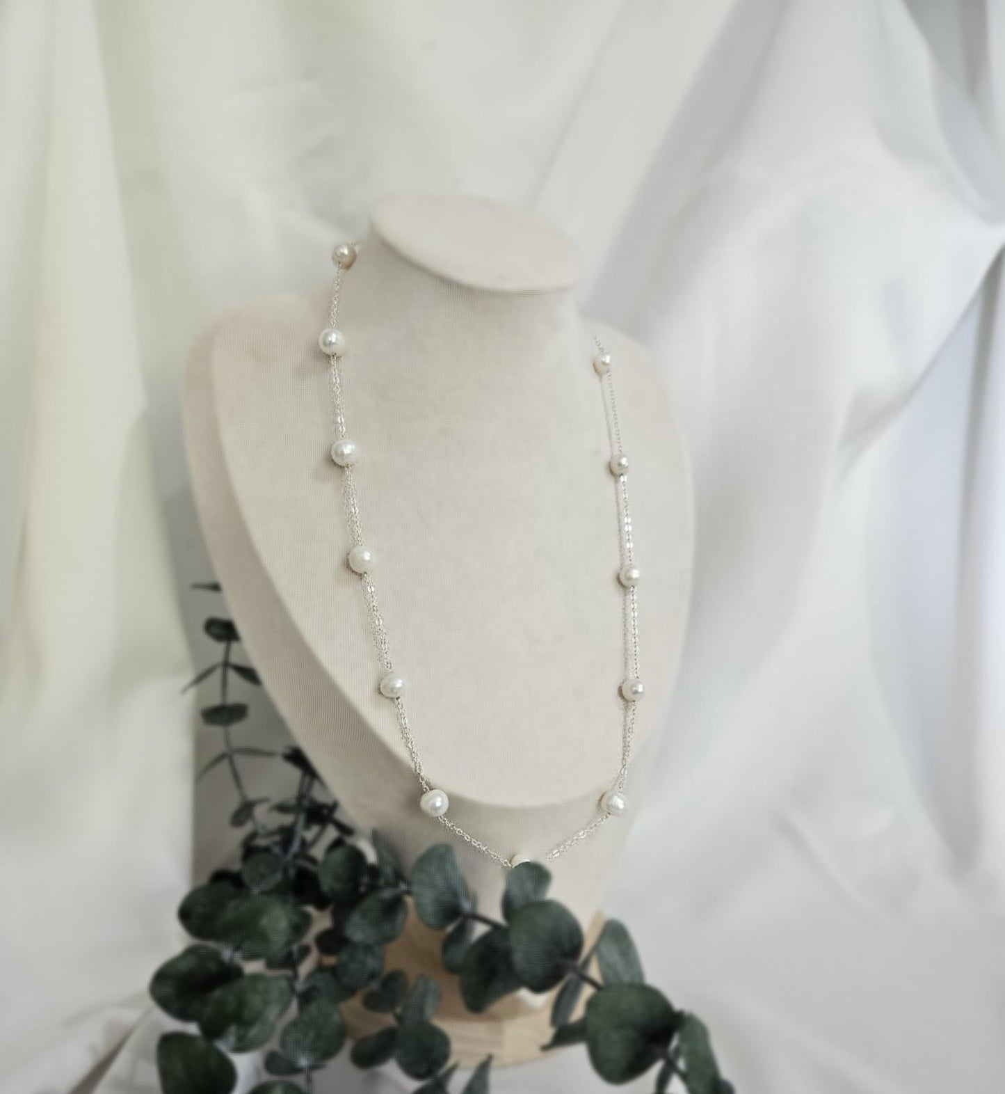 İnci Damlası Gümüş Kolye 56 cm