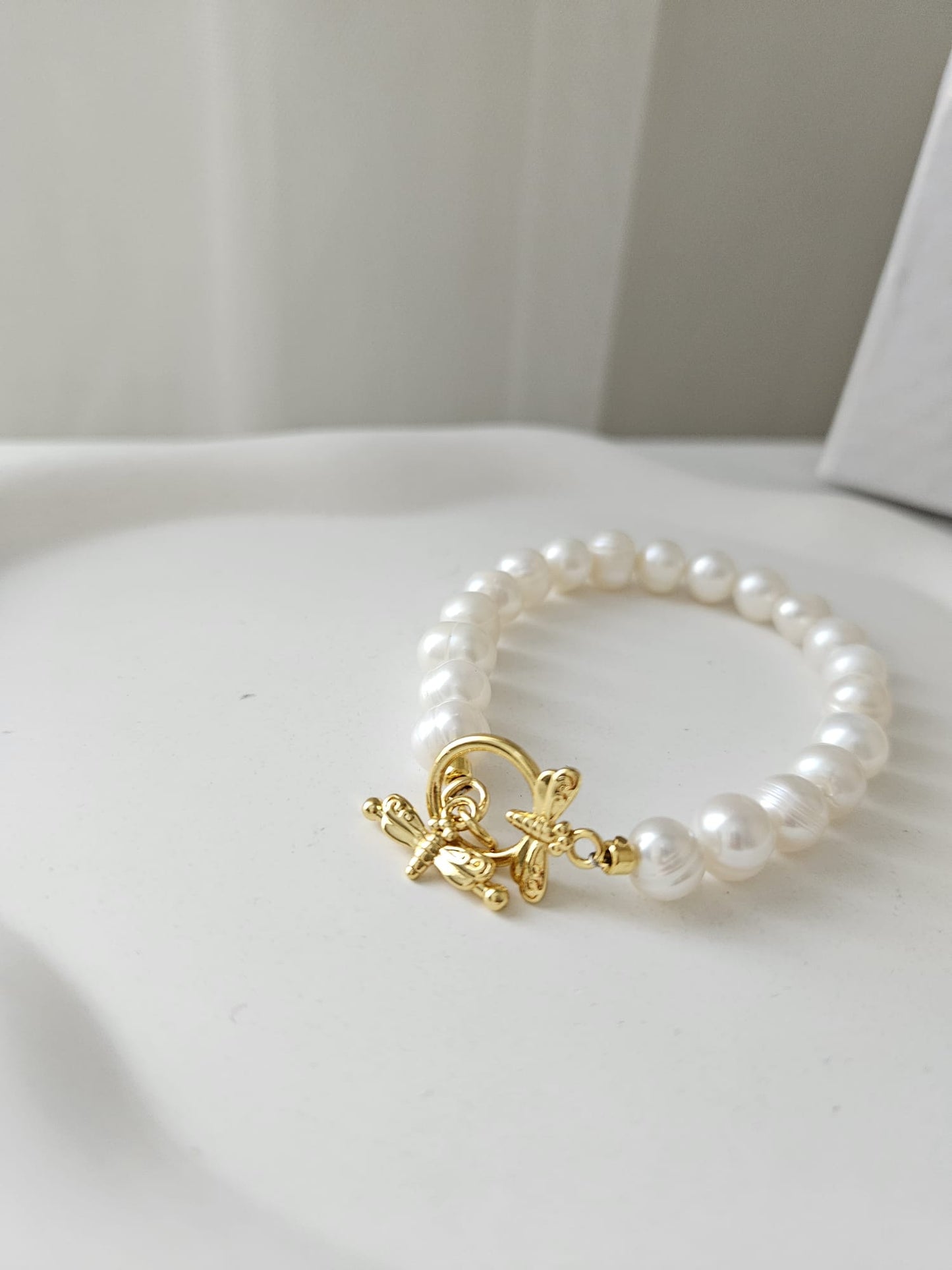 Gerçek Doğal İnci Kelebek Uçlu Bileklik