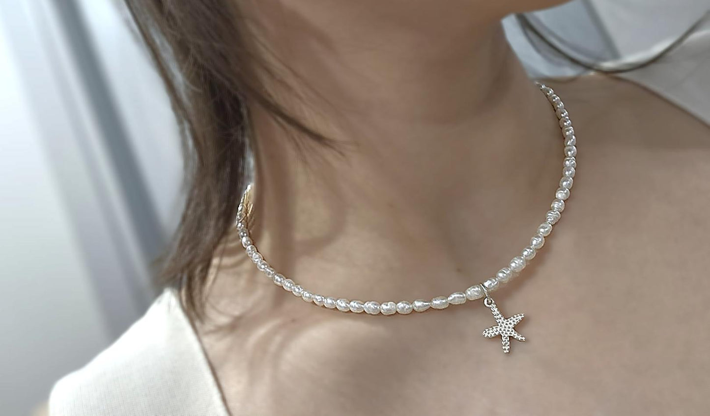 Silver Star İnci Gümüş Kolye 40 cm