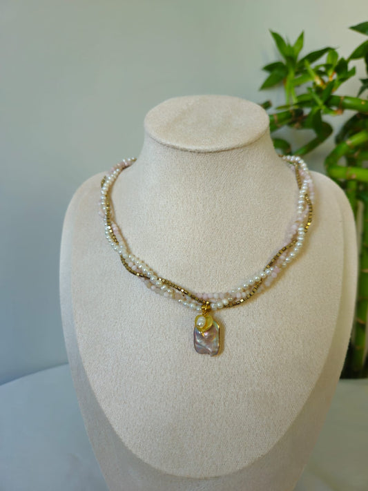 Elysia Pembe Kuvars İnci Kolye